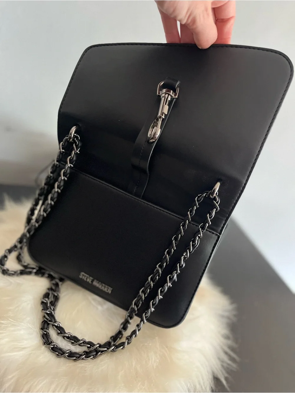 Steve Madden Black Chain-Strap Crossbody Bag